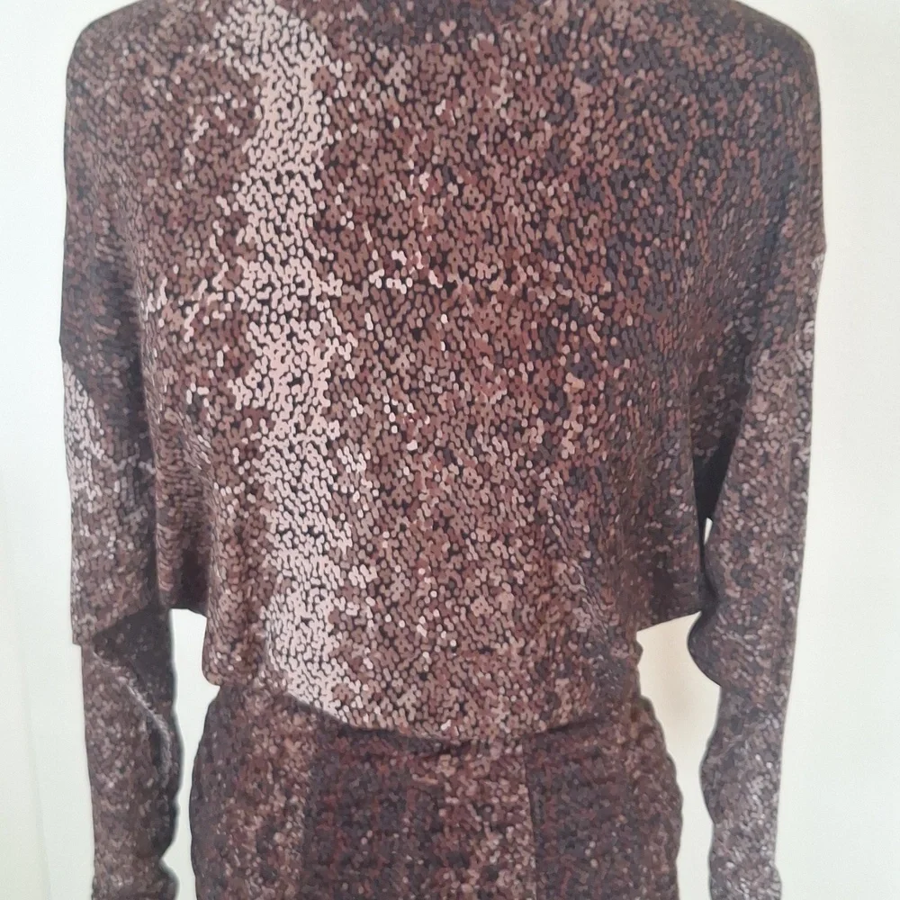 H&M Pretty Long Brown & Tan Dress Size S - Picture 4 of 16